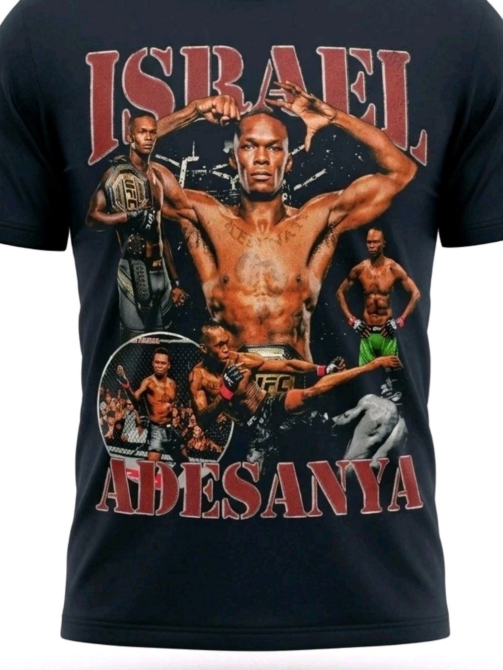 Israel Adesanya UFC MMA Double-sided Graphic Crewneck T-Shirt S Medium